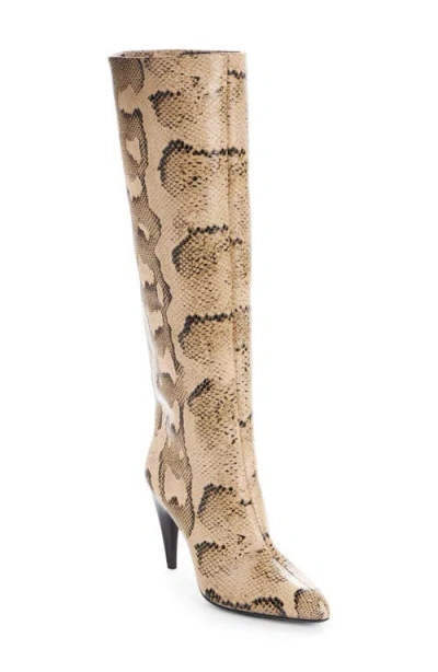 Isabel Marant Jany 100 Snake-effect Leather Knee Boots In Multi