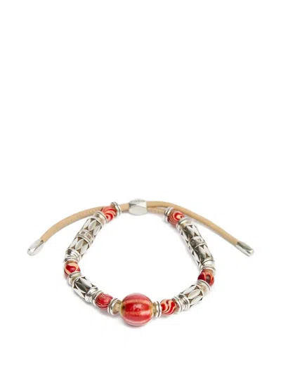 Isabel Marant Janys Beaded Leather Bracelet In Multi