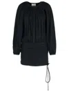 Isabel Marant Dress Drawstring Trimmed Sleeves Pleats In Black