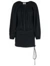 Isabel Marant Dress Drawstring Trimmed Sleeves Pleats In Black