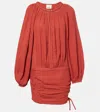 Isabel Marant Dress With Trim Drawstring Pleats Sleeves In Orange