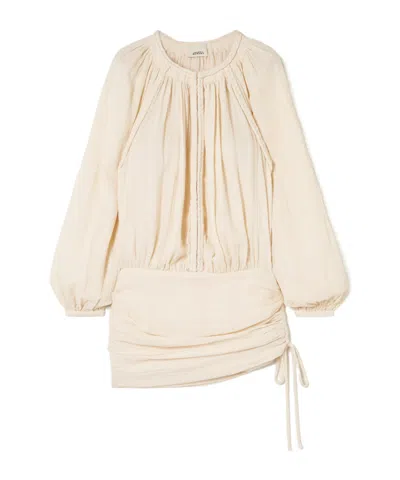 Isabel Marant Jaoni Gathered Ruched Braided Cotton-gauze Mini Dress In Neutral