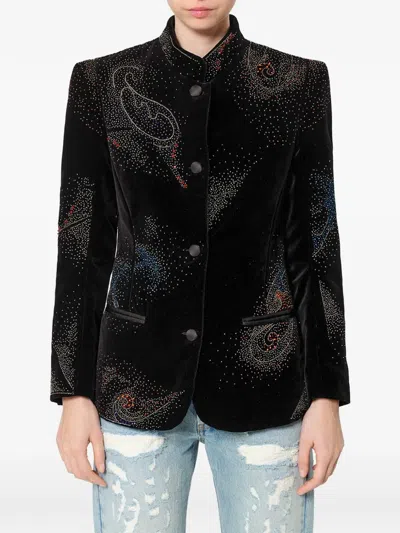 Isabel Marant Jaora Bead-embellished Paisley-print Blazer In Black