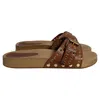 Isabel Marant Jaso Embellished Slides In Brown Leather In Brown