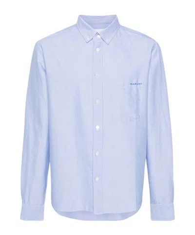 Isabel Marant Jasolo Logo-embroidered Buttoned Shirt In Blue