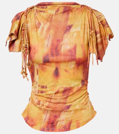 Isabel Marant Jazia Printed Ruffled Cotton Top In Multi