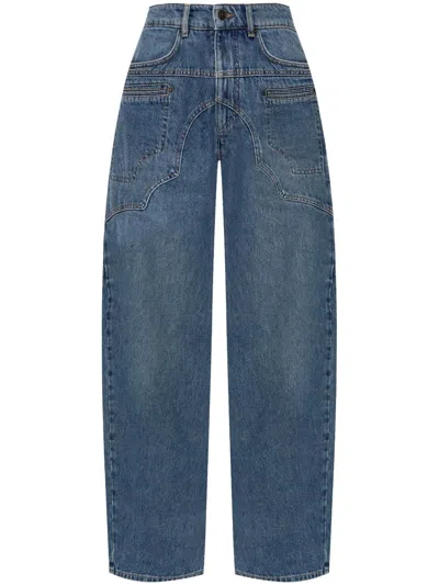 Isabel Marant Jean Beryl Denim Camal Straight Pants In Blue