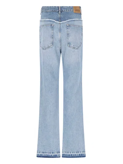 Isabel Marant Noemie Frayed Two-tone Jeans In Blue