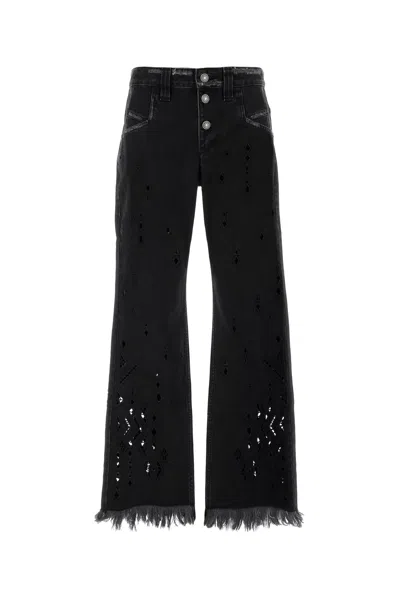 Isabel Marant Jeans Dalla Gamba Ampia Amia In Denim Nero  Donna In Black