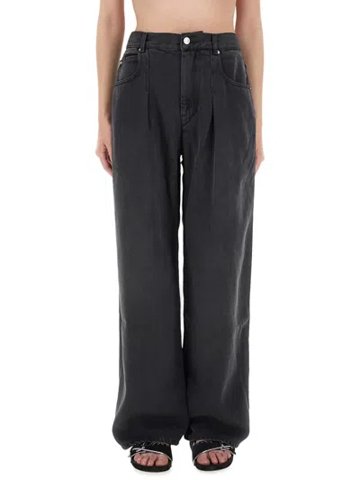 Isabel Marant Jean Rodayna Dark Denim Wide Leg In Black