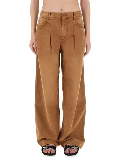 Isabel Marant High Waist Trousers Wide Legs In Brown