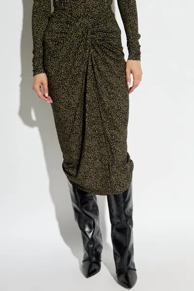 Isabel Marant Jeldia Skirt In Dark Khaki/lime In Multi