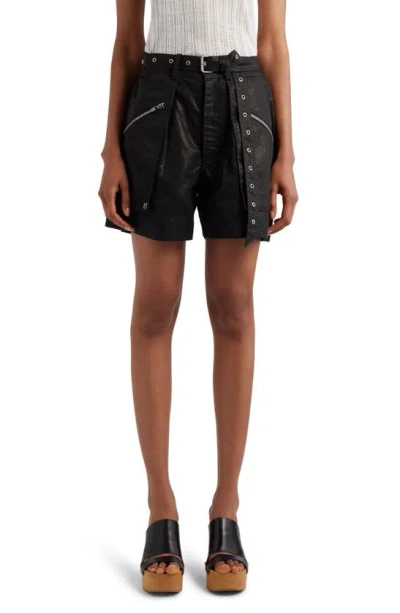 Isabel Marant Jeliano Belted Cotton & Linen Cargo Shorts In Black