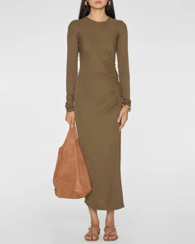 Isabel Marant Jelina Midi Dress In Khaki In Brown