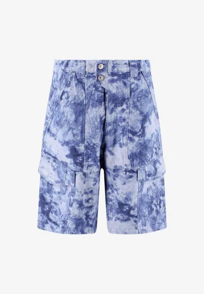 Isabel Marant Jemuel Tie-dye Cargo Shorts In Blue