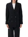 Isabel Marant Peak Lapel Double-breasted Blazer With Rear Vent In Black
