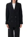Isabel Marant Peak Lapel Double-breasted Blazer With Rear Vent In Black