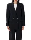Isabel Marant Peak Lapel Double-breasted Blazer With Rear Vent In Black