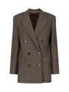 Isabel Marant Jevimagz Double-breasted Brown Striped Wool-blend Jacket In Brown