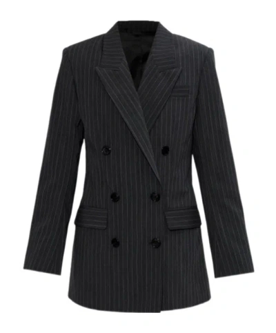 Isabel Marant Jevima Pinstripe Double-breasted Blazer In Gray