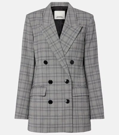 Isabel Marant Jevima Prince Of Wales Check Wool-blend Jacket In Gray