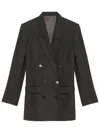 Isabel Marant Embroidered Stretch Wool Blend Jevima Blazer In Gray