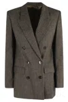 Isabel Marant Jevimagz Double-breasted Brown Striped Wool-blend Jacket In Brown