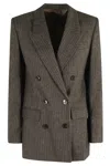 Isabel Marant Jevimagz Double-breasted Brown Striped Wool-blend Jacket In Gray