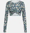 Isabel Marant Bedrucktes Cropped-top Jinea Aus Jersey In Teal