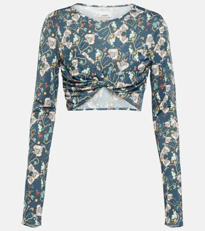 Isabel Marant Bedrucktes Cropped-top Jinea Aus Jersey In Green,multi