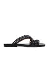 Isabel Marant 10mm Jinsay Leather Flat Sandals In Black