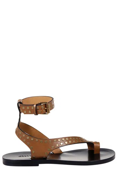 Isabel Marant Jiona Stud-embellished Ankle Strapped Sandals In Brown