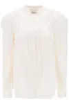 ISABEL MARANT 'JOANEA' SATIN BLOUSE WITH CUTWORK EMBROIDERIES