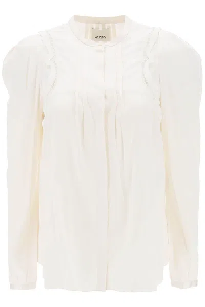 Isabel Marant 'joanea' Satin Blouse With Cutwork Embroideries In White