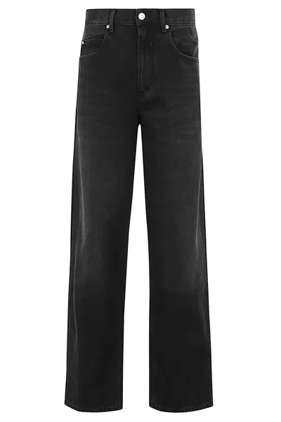 Isabel Marant Wide Leg Trousers Contrast Stitching In Black