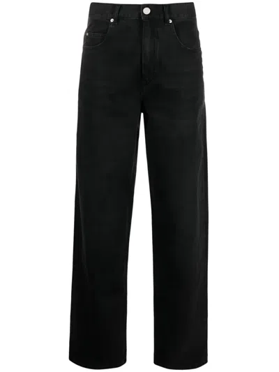 Isabel Marant Wide Leg Trousers Contrast Stitching In Black