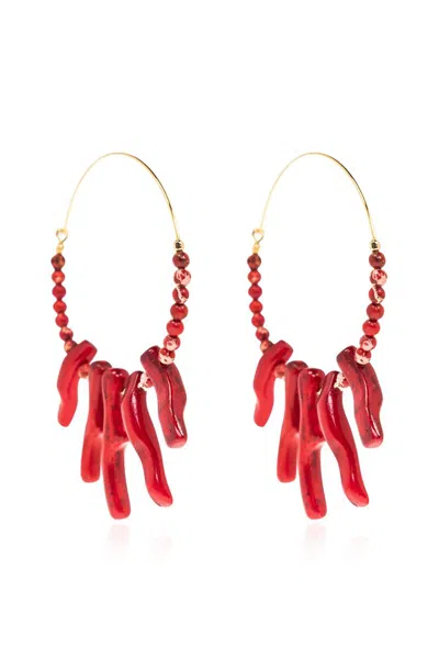 Isabel Marant Jolana Embellished Hoop Earrings In Red