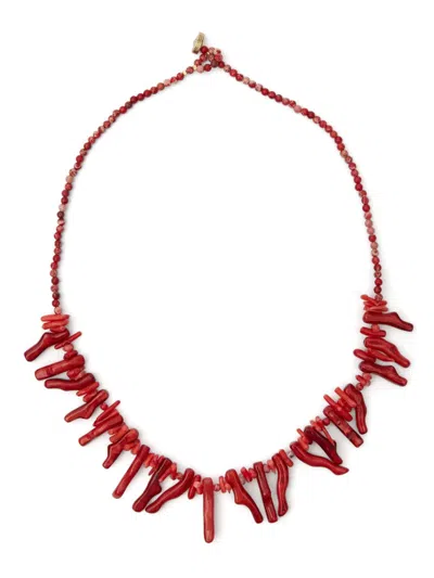 Isabel Marant Jolana Gold-tone Jasper And Bone Necklace In Red