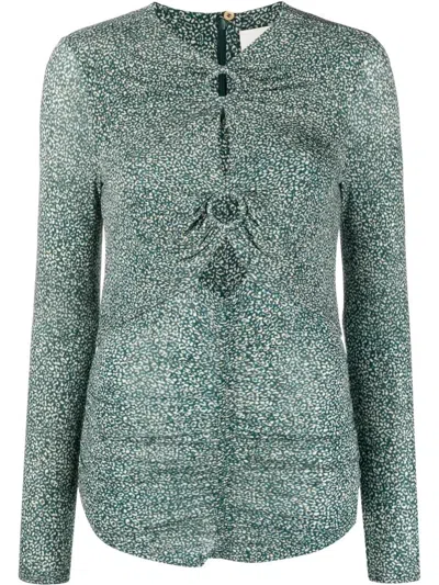 Isabel Marant Fitted Long Sleeve Top With Keyhole Detail In Blue