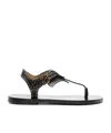 Isabel Marant Flat Thong Sandals With Metallic Studs In Black