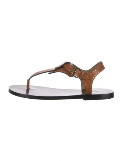 Pre-owned Isabel Marant Joony Leather T-strap Sandals In Neutrals