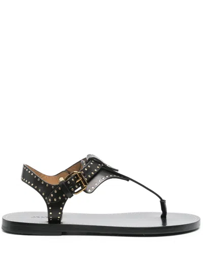 Isabel Marant Flat Thong Sandals With Metallic Studs In Black