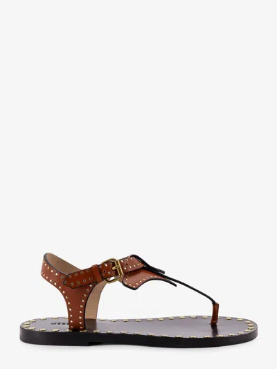 Isabel Marant Joonya Flat Leather Sandals In Brown