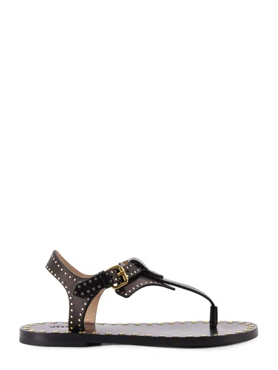 Isabel Marant Joonya Low Leather Sandals In Black