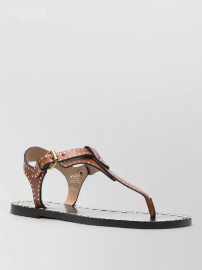 Isabel Marant Joonya Studded Open Toe Flat Sandals In Brown