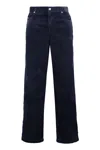 Isabel Marant Corduroy Trousers With Belt Loops And Metal Buttons In Blue