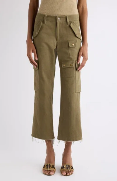 Isabel Marant Josine Cotton Twill Flare Crop Cargo Pants In Brown