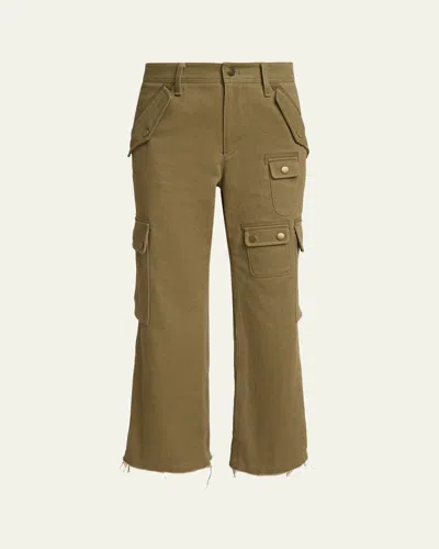 Isabel Marant Josine Kickflare Crop Cargo Pants In Green