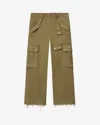 Isabel Marant Josine Cotton Twill Flare Crop Cargo Pants In Brown