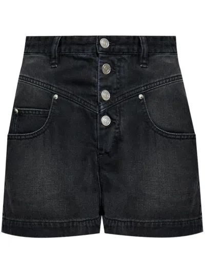Isabel Marant Jovany High-rise Denim Shorts In Black